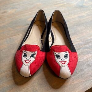 Disney Princess Women’s Sz 8 Black & Red Ariel Little Mermaid Pointed Toe Flats